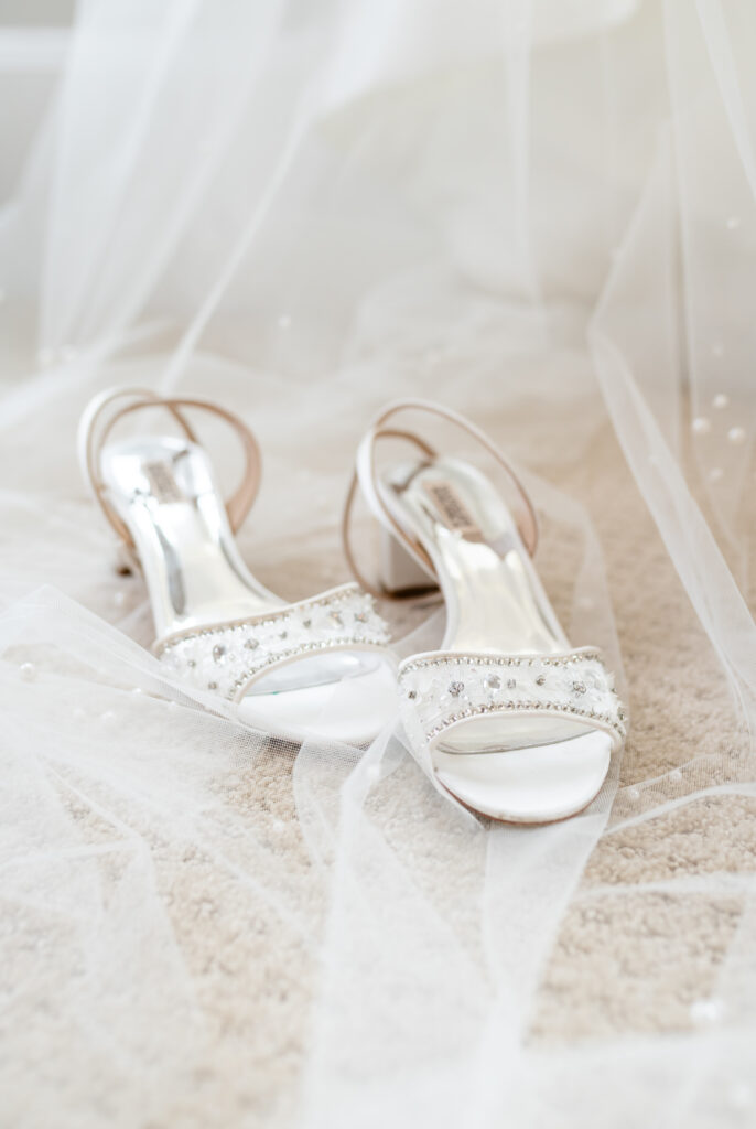 Wedding shoes and details from a wedding day at Primrose Cottage in Roswell, Georgia