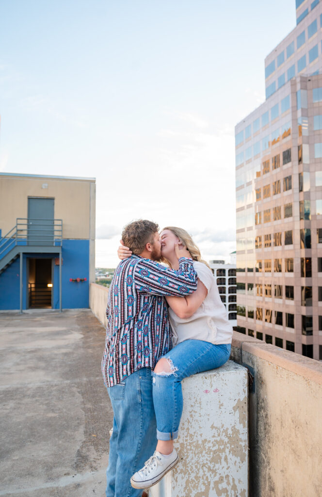 Glowy Parking Garage Rooftop Engagement, Austin Wedding Photographer, Texas Wedding Photographer