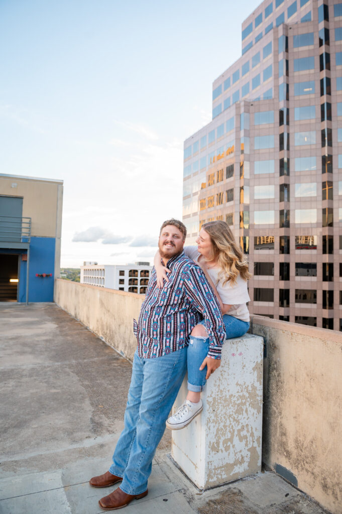 Glowy Parking Garage Rooftop Engagement, Austin Wedding Photographer, Texas Wedding Photographer