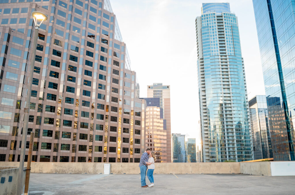 Glowy Parking Garage Rooftop Engagement, Austin Wedding Photographer, Texas Wedding Photographer