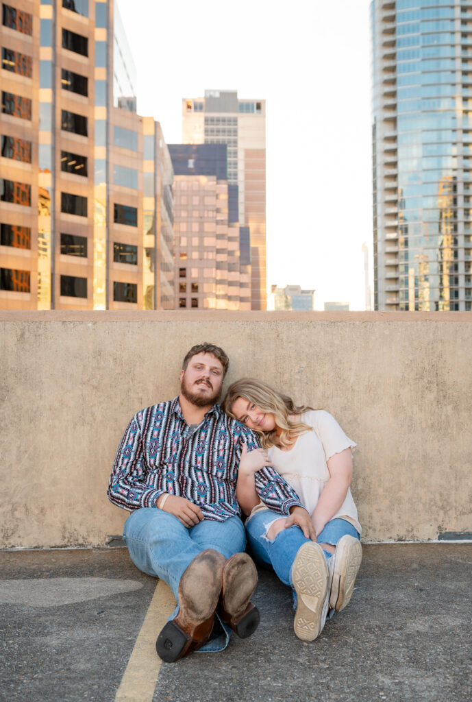 Glowy Parking Garage Rooftop Engagement, Austin Wedding Photographer, Texas Wedding Photographer